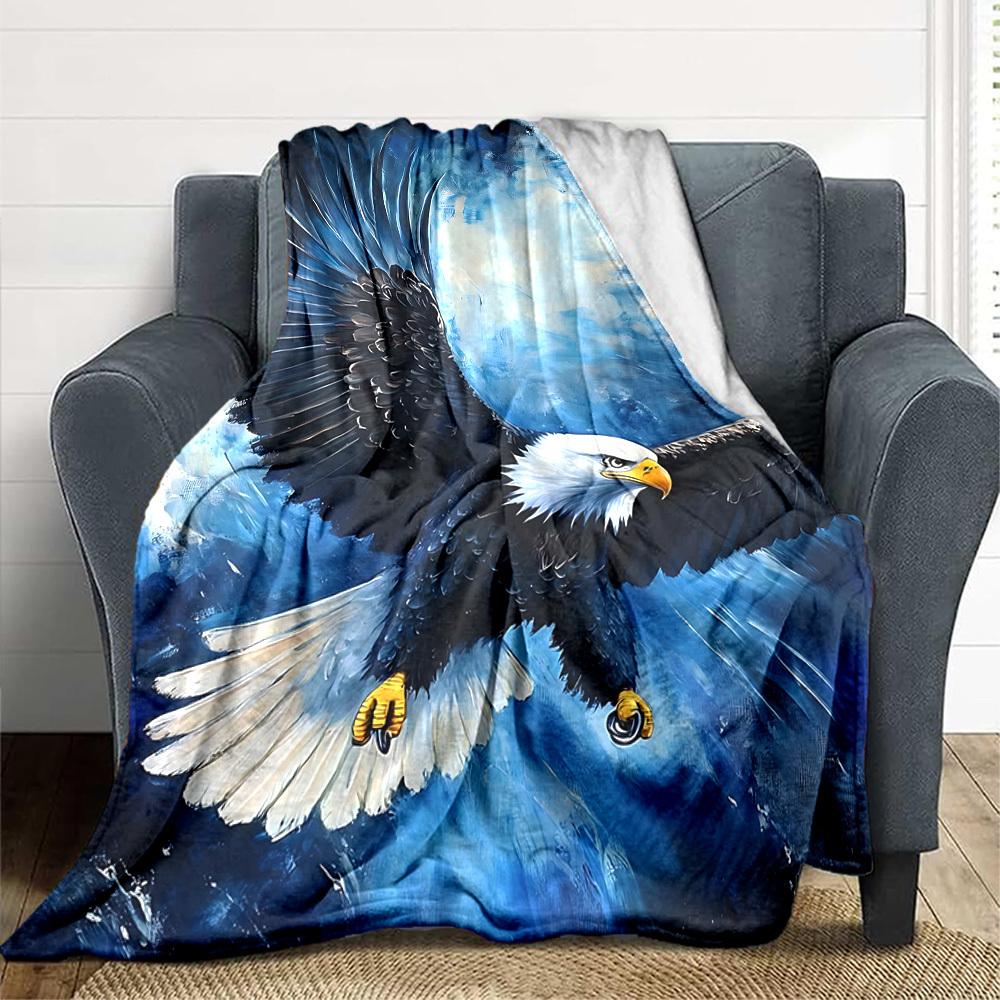 1pc Eagle Art Print Blanket, Lightweight Flannel Fleece with Digital Printing, Soft Warm for Sofa, Travel, Camping, Office, Couch, Chair, and Bed, All