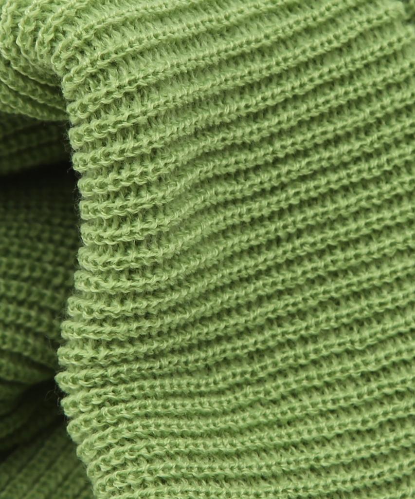 Eondeokeonteulol Winter Short Beanie Ribbed Knit Logo Embroidery Unisex Beanie Hat Beanie / Original Script / Green