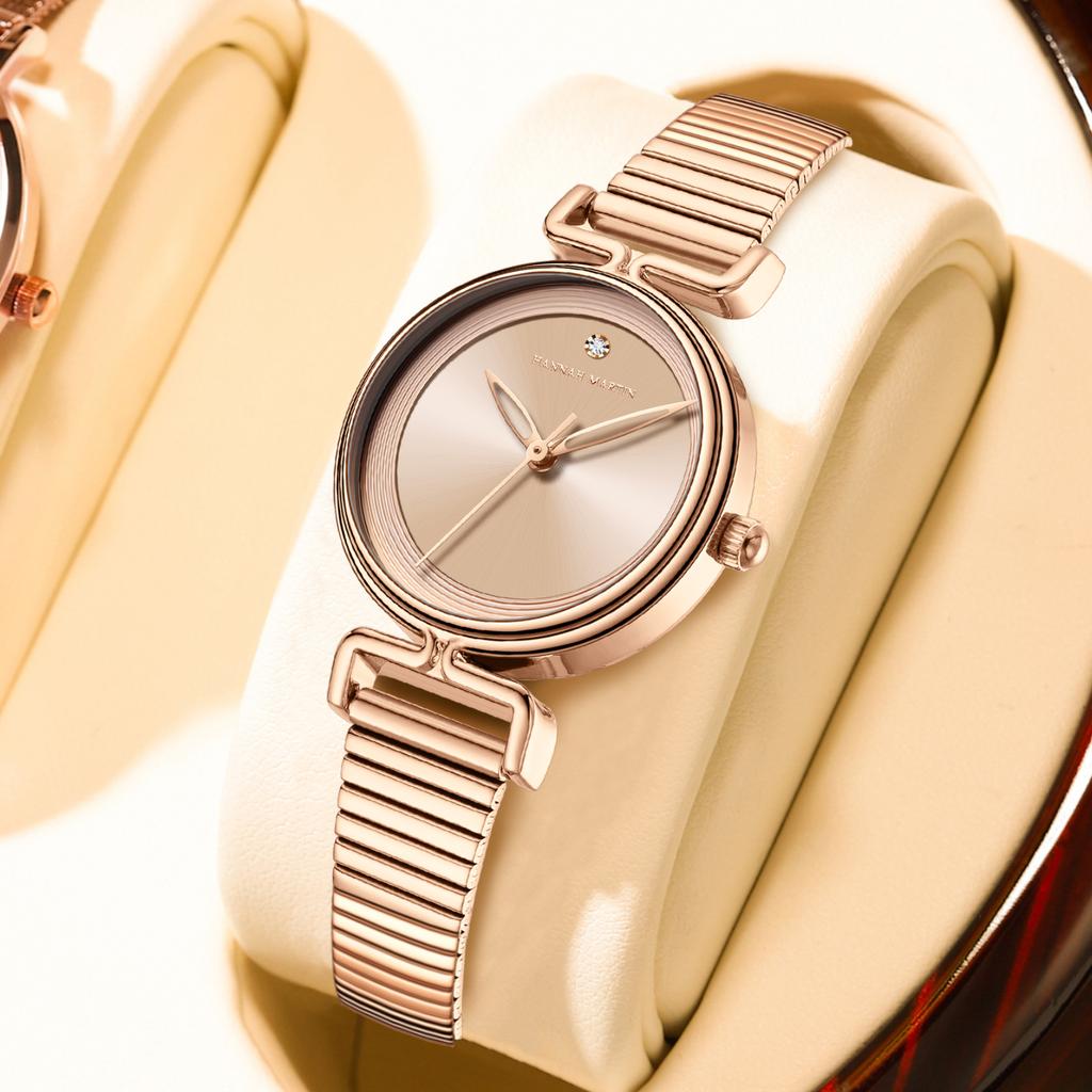 Hannah Martin New Women Watch Leisure Fashion 29mm Mini Dial Stainless Steel Mesh Strap Nordic Simple 3Bar Waterproof Watch