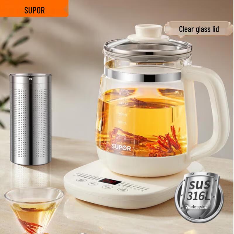 Supor 1.5L Multi-Function Health & Tea Pot with Smart Warm Keeping CN plug (adapter included)