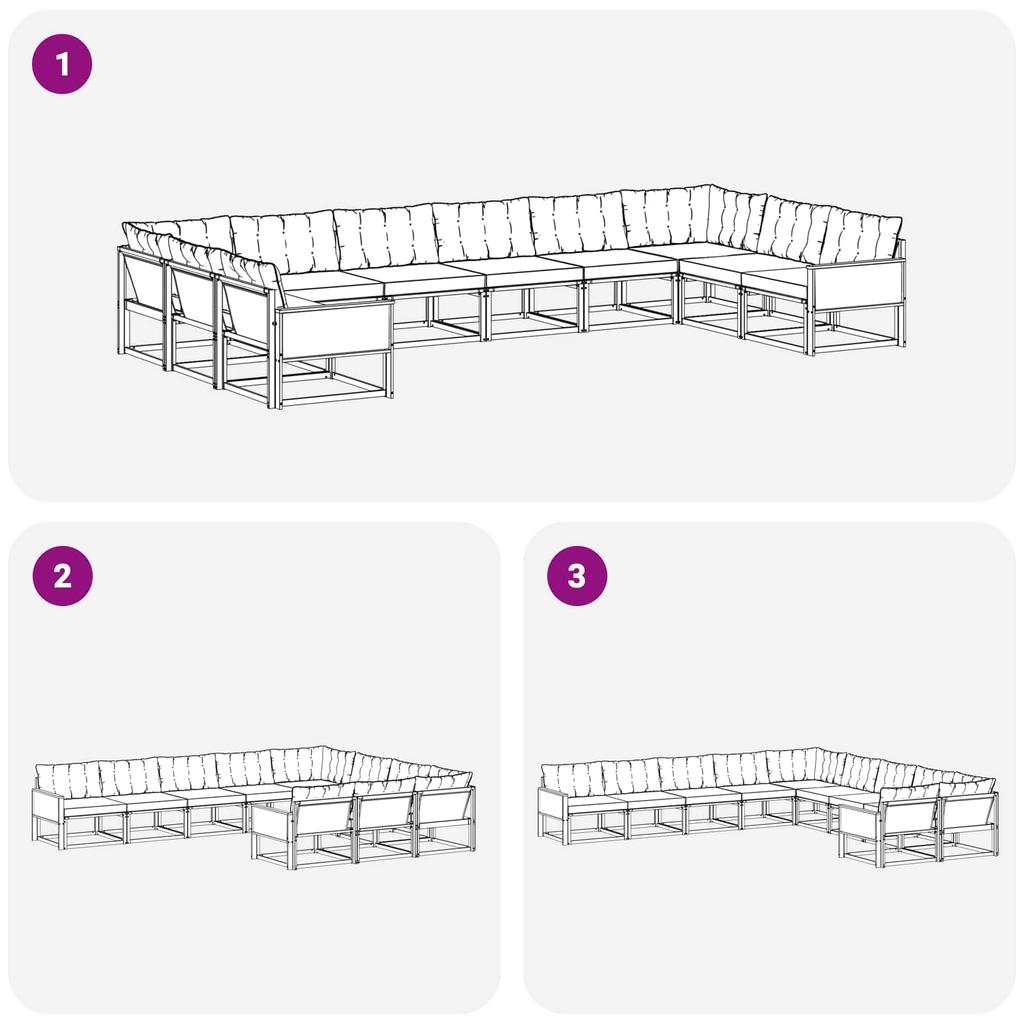 Outdoor Sofa Set with Cushions 10 Pcs Natural and Cream
