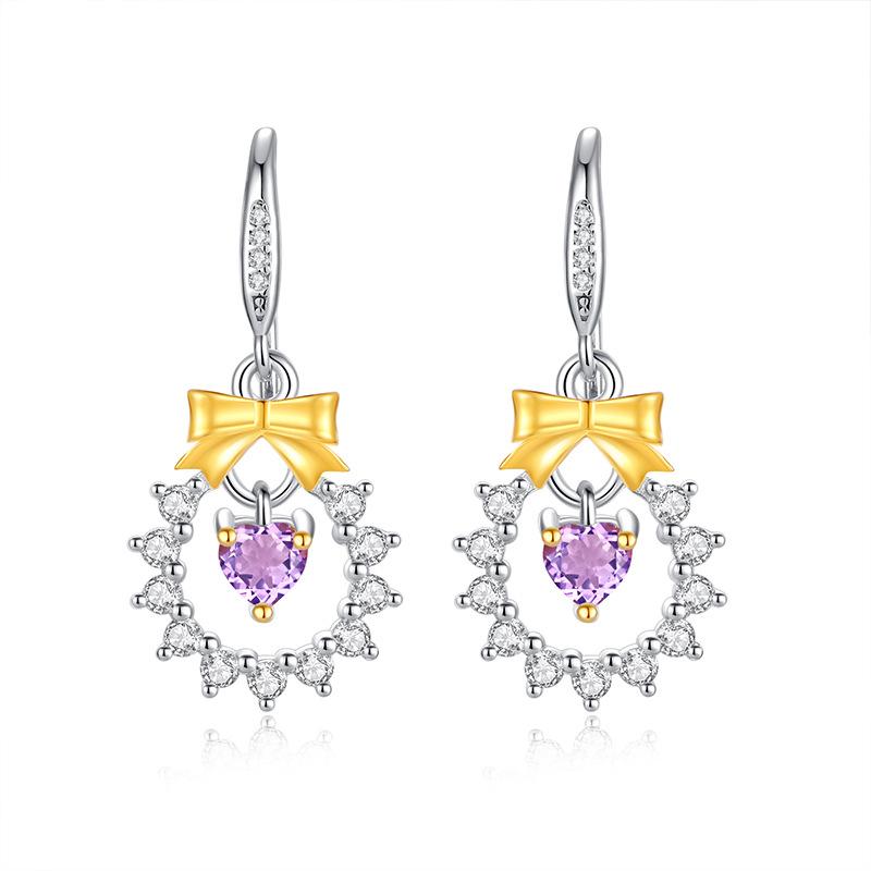 

Natural spar bow garland earrings fashionable high-end tassel s925 sterling silver earrings femininity niche earrings fashionable retro jewelry gifts 925 silver