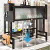 Multi-functional Kitchen Sink Cabinet Rack: Dustproof Countertop Storage for Bowls, Plates, and Dishes with Drainage.