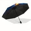 1pc Blue Dragon with Fiery Trail Soaring Through Starry Night Sky Durable Cartoon Folding Umbrella, Portable 3-Fold Compact Umbrella for Men and Women