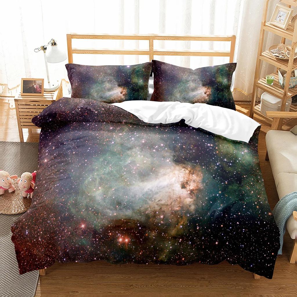 Hubble Image King Queen Duvet Cover Vast Starry Sky Bedding Set Bright Universe Landscape Quilt Cover Polyester Comforter Cover