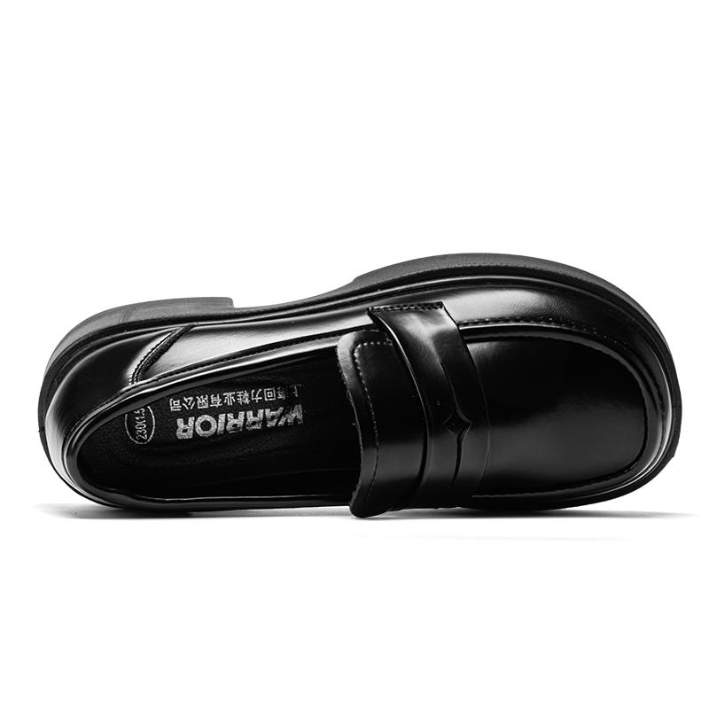 Warrior Fashion Trend British Style Student College Casual Outfit Comfortable Soft Sole Height Increasing Loafers Kids Loafers Black WXP(WZ)-2853