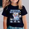 Children's Cartoon Print Crew Neck Fashion T-shirt Short Sleeve Cute Casual Comfortable T-shirt Girl
