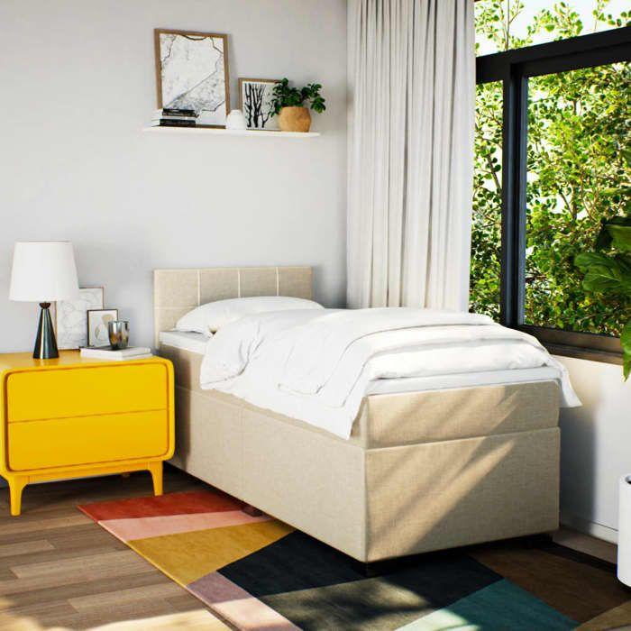 Maison Exclusive - Sommier à lattes de lit avec matelas Crème 80x200 cm Tissu