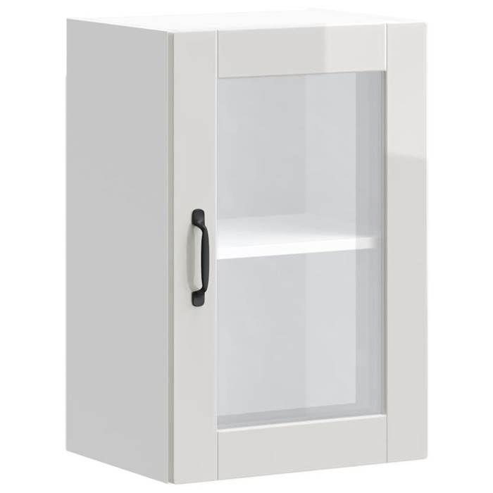 VidaXL Armoire murale cuisine avec porte en verre Porto blanc brillant 854009