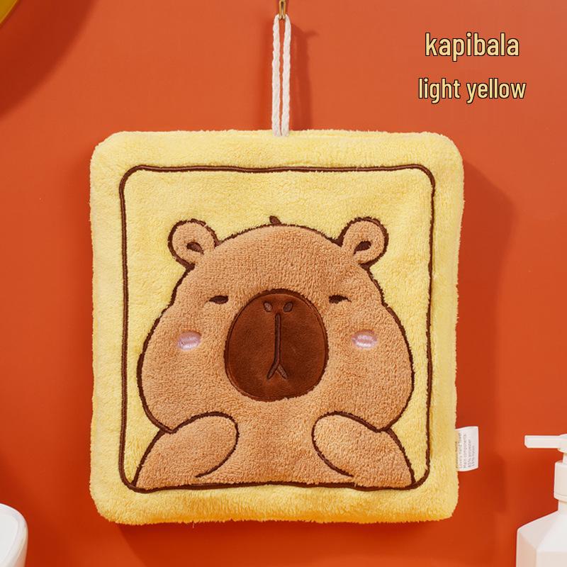 

Capybara Cartoon Hanging Hand Towel - Coral Fleece, Thickened, Cute Design, Free Shipping Offer 23*23*20