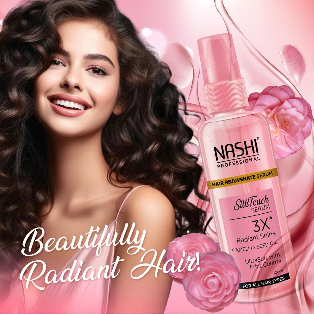 Siero Rinvigorante Professionale Nashi per Capelli 100ml con Olio di Semi di Camelia per Capelli Lisci Setosi Senza Crespo