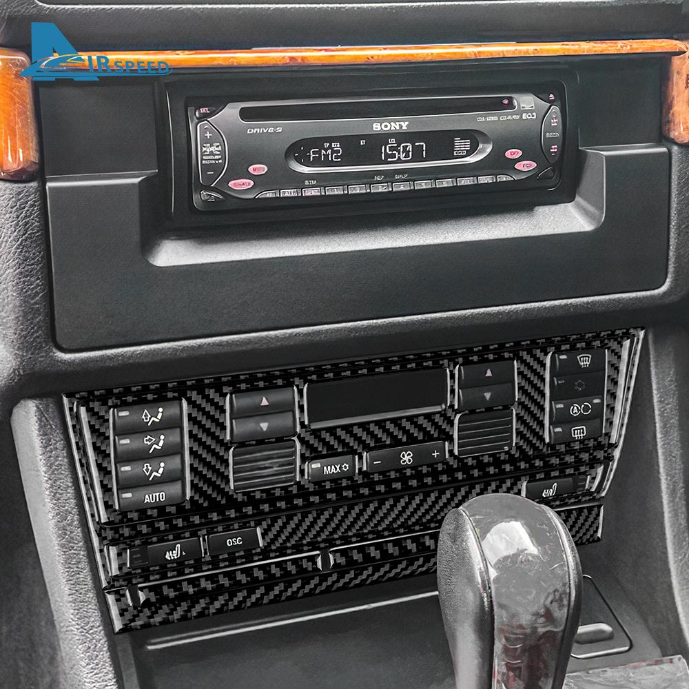 Nálepka pro BMW řady 5 M5 E39 1998-2003 Carbon Fiber Car Klimatizace AC CD Klimatizace Ovládací panel Vyhřívání sedadel