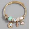 Stylish Metal Pendant Bracelet with Star, Moon, Feather, Heart Charms