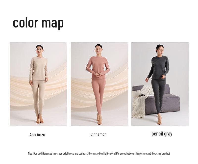 Women's Warm Fleece-Lined Velvet Underwear Set - Thickened, Close-Fitting, 460G Heating, Hyaluronic Acid Infused Winter Long Johns