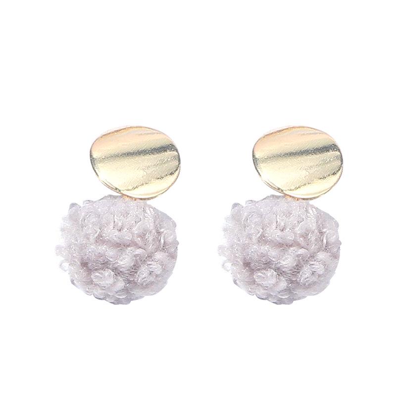 Fashion Creative Hairball Stud Earrings, Simple And Cute Rolled Lamb Teddy Wool Earrings