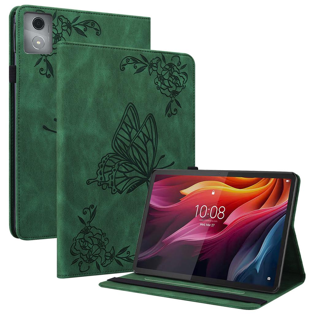 For Lenovo Tab K11 Plus Case Butterfly Flower Imprint PU Leather Tablet Cover with Card Slots