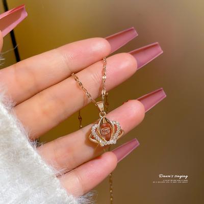 2021 New Trend Necklace Smart Crown Luxury Fashion Temperament Micro-Inlaid Collarbone Chain Accessories