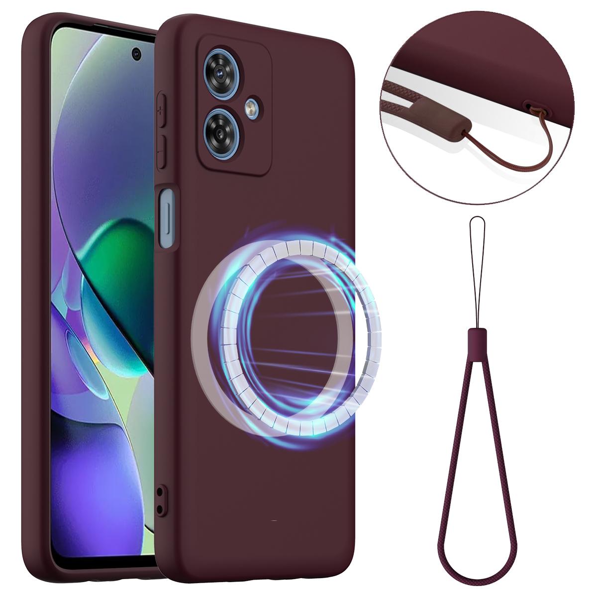 

For Motorola Moto G54 Power 5G/Motorola Moto G64 5G/Motorola Moto G54 5G Case Compatible with MagSafe Anti-Drop Liquid Silicone Phone Cover Wine Red