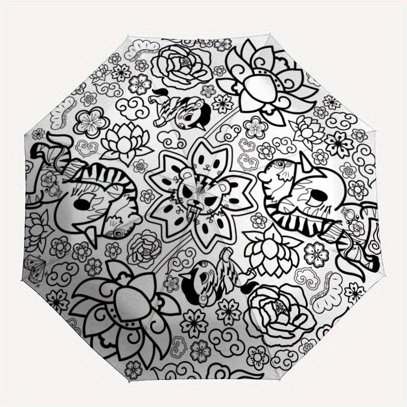 

1pc Floral Mandala DesignAutomatic Folding Umbrella, Portable & Foldable Design with 8 Ribs, Casual Outdoor Accessory yy250804241