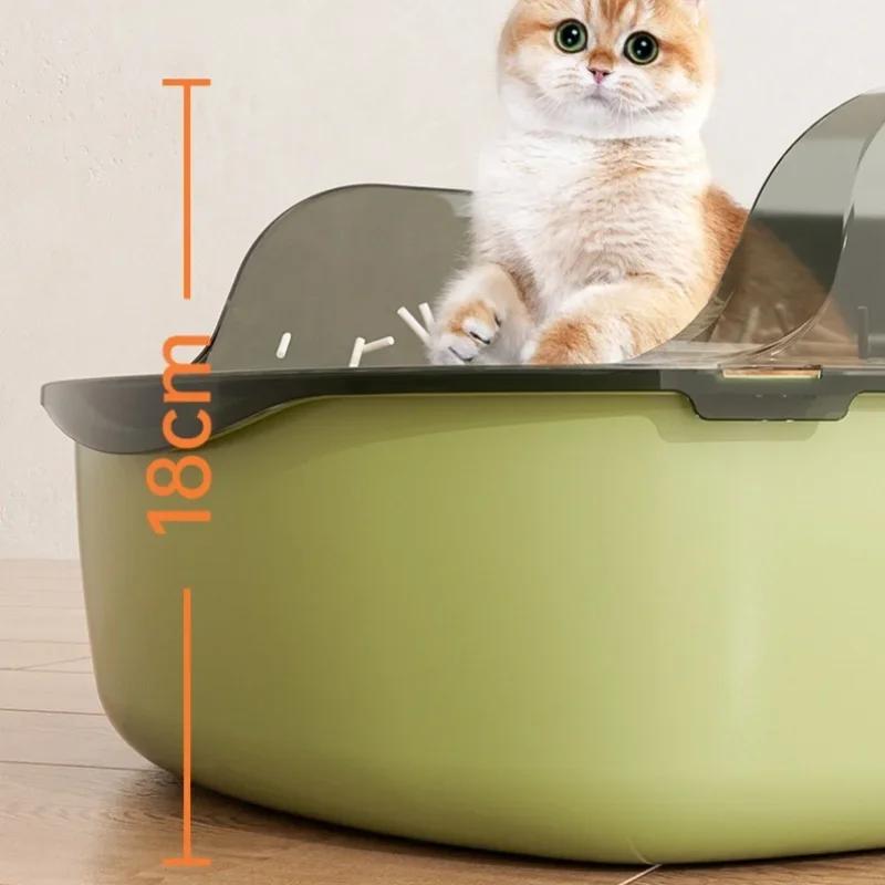 Large Capacity Cat Toilet Cleaning Basin-Splashproof Pet Sandbox Litter Box Durable Cat Tray Bedpan Supplies for Kittens & Cats