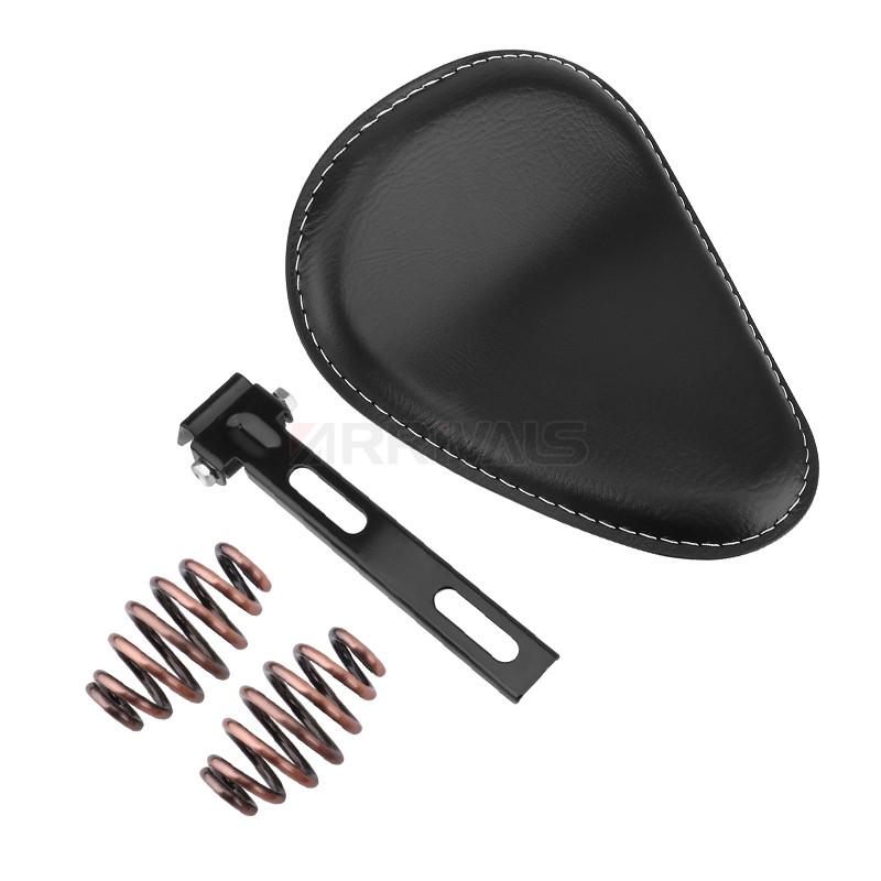 Motorrad Leder Sattel Sitz Retro Schwarzes Leder Einzelsitz für Harley Custom Chopper Bobber Honda Yamaha Kawasaki Suzuki