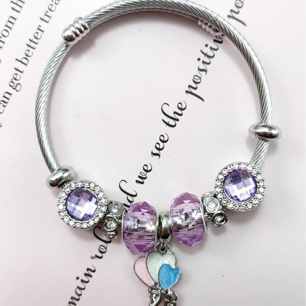 Crystal Beaded Love Heart Bracelet with Rhinestone Pendant - Adjustable Friendship Jewelry