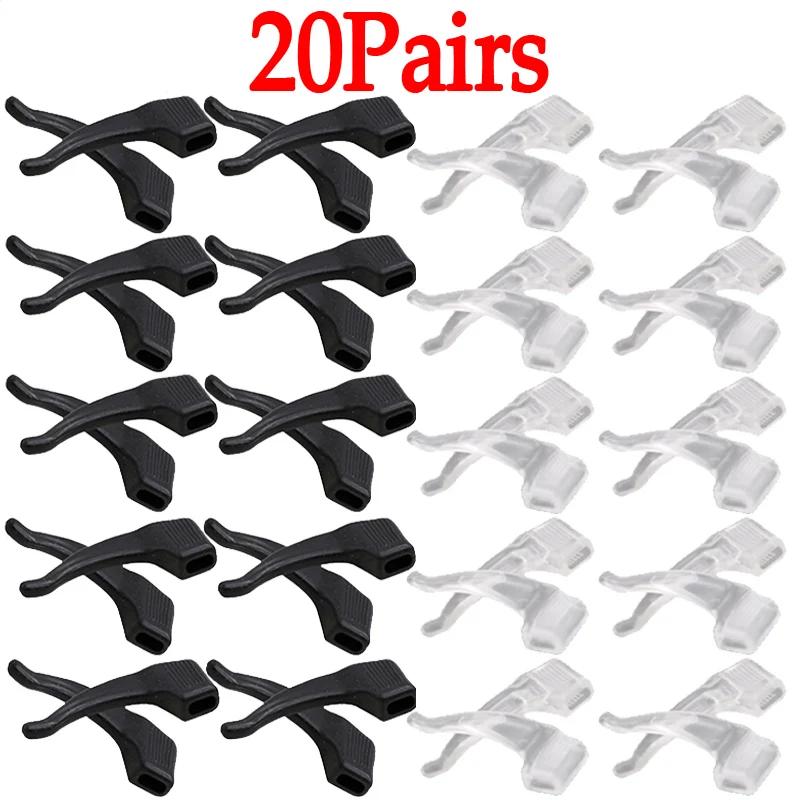 40Pcs Silicone Anti-slip Ear Hooks Holder for Glasses Black/Transparent Elastic Eyeglasses Retainer Holders Eyewear Accessories