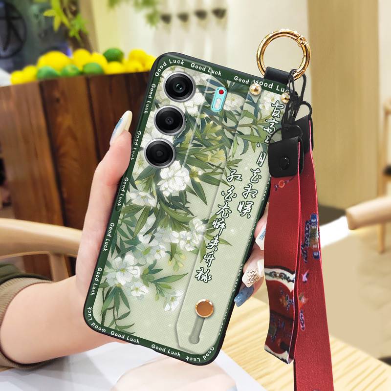 Shockproof Protective Phone Case For Tecno Camon40 4G/CM5 Durable Lanyard Anti-knock Phone Holder Silicone For Mom Ring