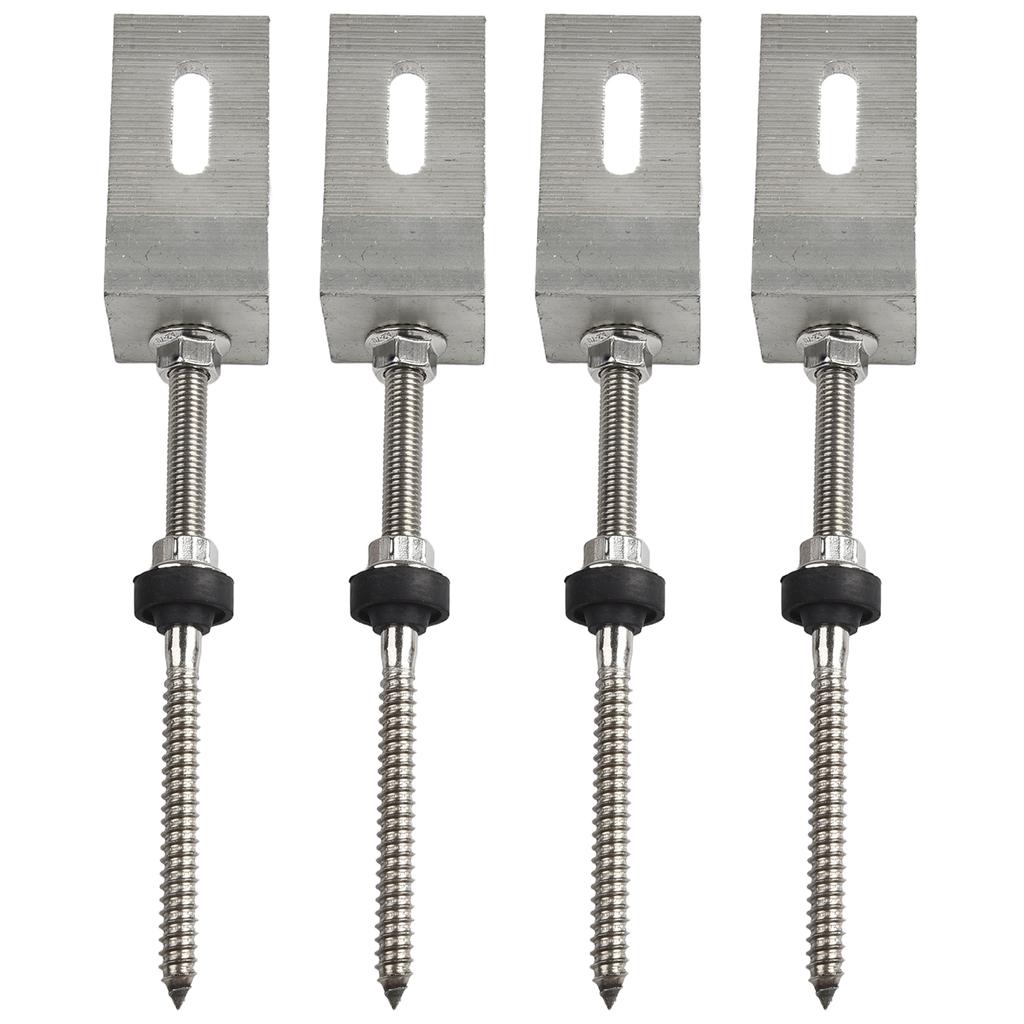 Brackets Pole Screws 200/250mm 4 Sets Aluminium Alloy L Angle Roof Fixture Sliver Trapezoidal +stainless Steel
