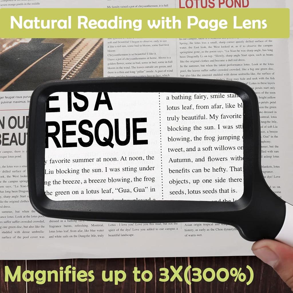 Magnifying Glass with Light Folding Handheld Magnifying Glass with 3x Magnification Rectangular Magnifying Glass with LED and Newspaper Reading To