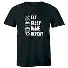 Eat Sleep Game Repeat Gamer Men s T-Shirt Funny Nerd Geek Gaming Tee 4XL