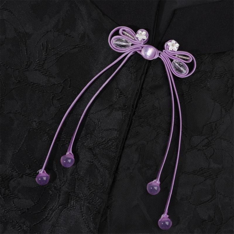 Ornamental Textile Cordwork for Traditional Dressmaking, Chinese Style Fabric Trim with Long Drape Detail for Apparel Use
