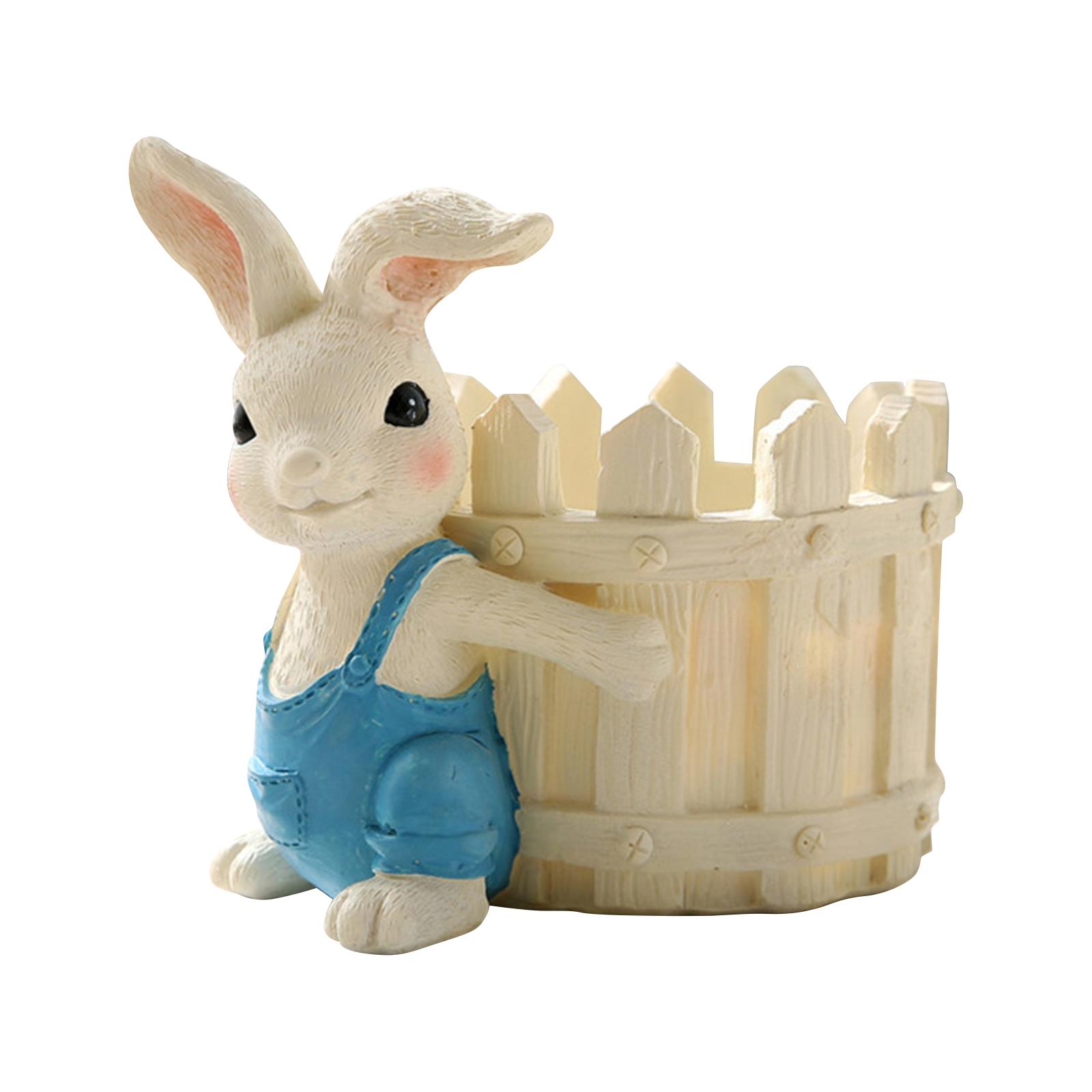 

Кролики, держащие цветочный горшок из смолы – Горшок-кролик с дренажным отверстием, 3D милое животное, Декор для сада, Подарок для дома, Пасхи, Дня матери One Size