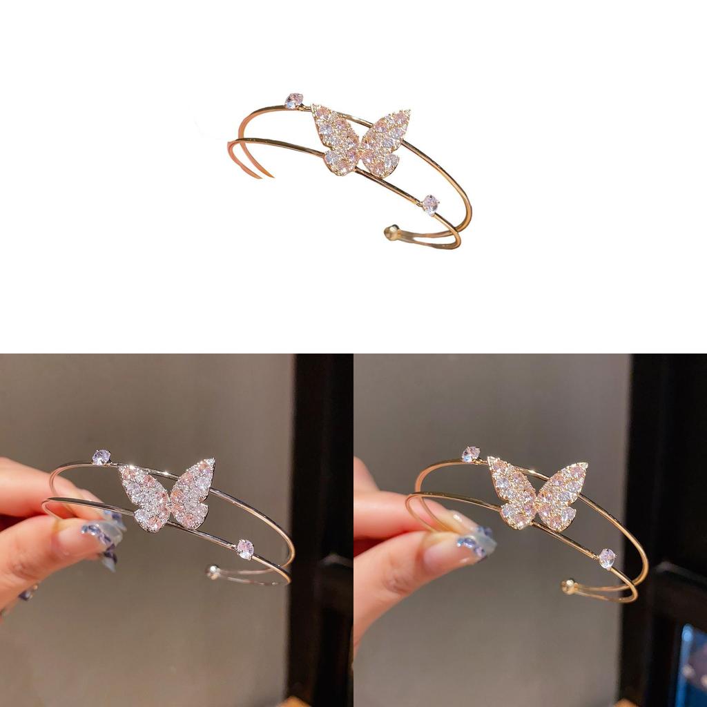 Butterfly Zircon Pendant Bracelet With Cubic Copper Design For Elegant Fashion Accessory