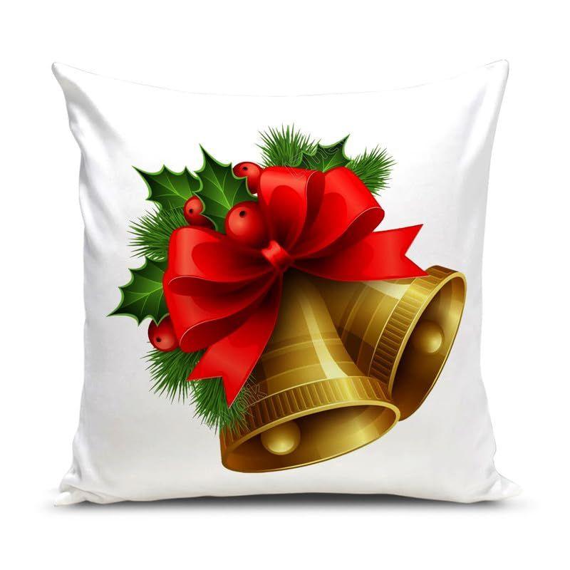 Soft Fabric Designer Decorative Printed Merry Christmas Theme Cushion Cover Xmas Decorations for Sofa Living Room Set of 5 16 X 16 Inch Multi