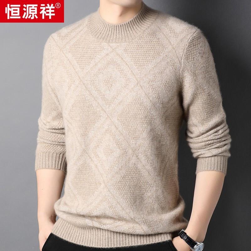 

Hengyuanxiang Men s 100% Cashmere Mock Neck Sweater 115