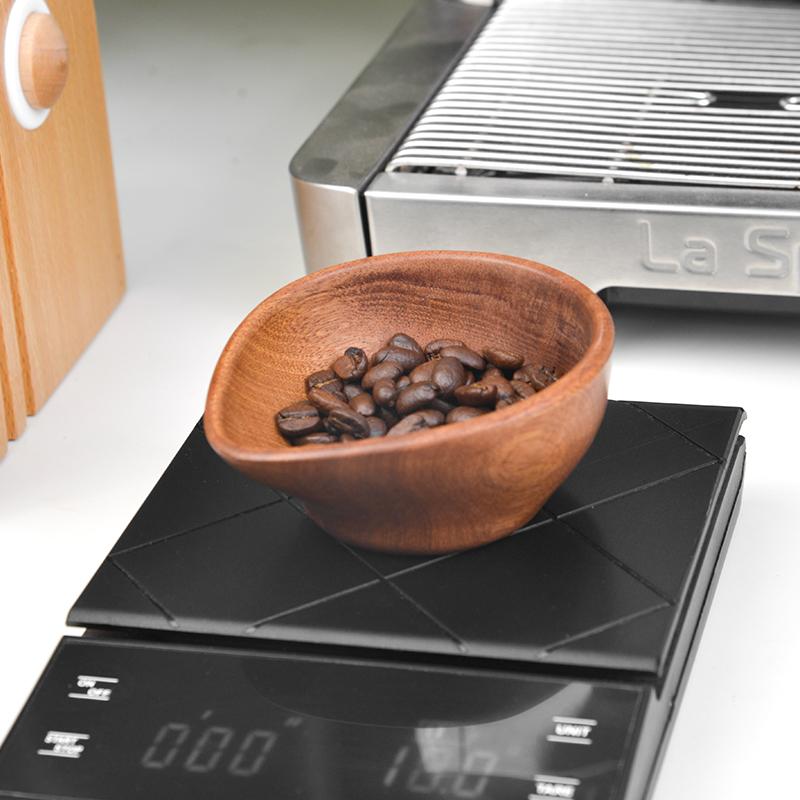 Wooden Coffee Bean Trays Solid Wood Coffee Bean Measuring Bowl Container Espresso Dosing Cup Display Tray Coffee Accessories