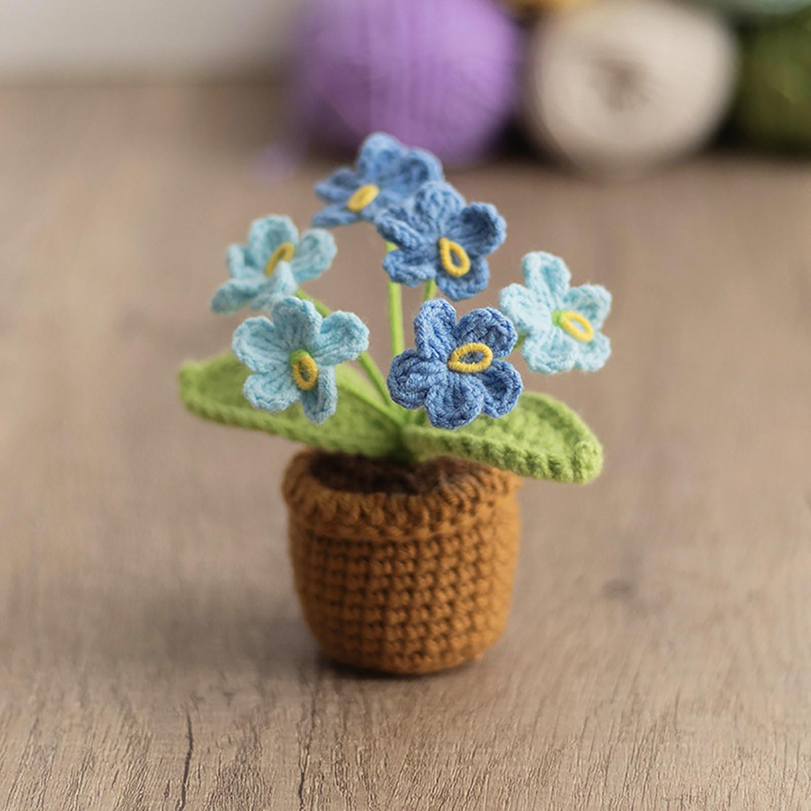 Crocheted Sunflower Basket Hand-knitted Simulated Sunflower Potted Ornaments Holiday Gifts One Size