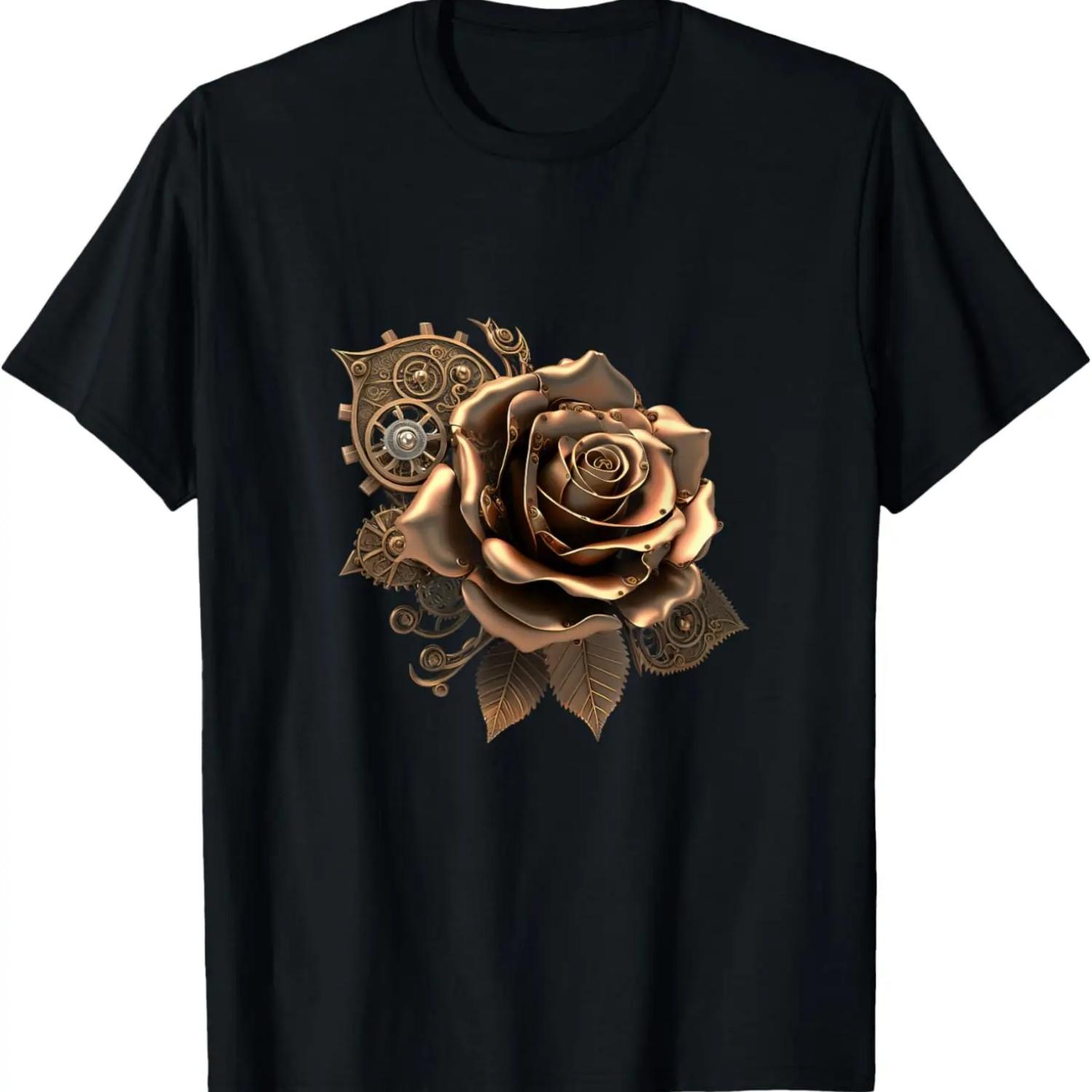 Vintage Steampunk Rose T-Shirt S чёрный