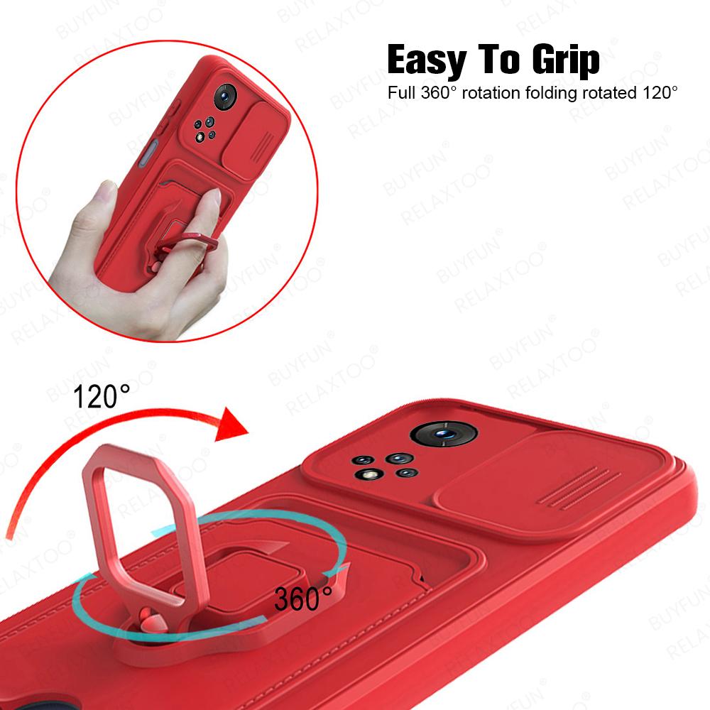 Slide Camera Lens Protection Case For Honor 50 6.57inch Card Slot Stand Holder Magnetic Cover For Huawei Honor Honer Honar 50