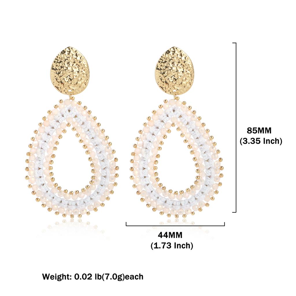 Badu Colorful Water Drop Shape Drop Earrings for Women Handmade Threading Crystal Beads Big Long Earrings Boho Jewelry Gift