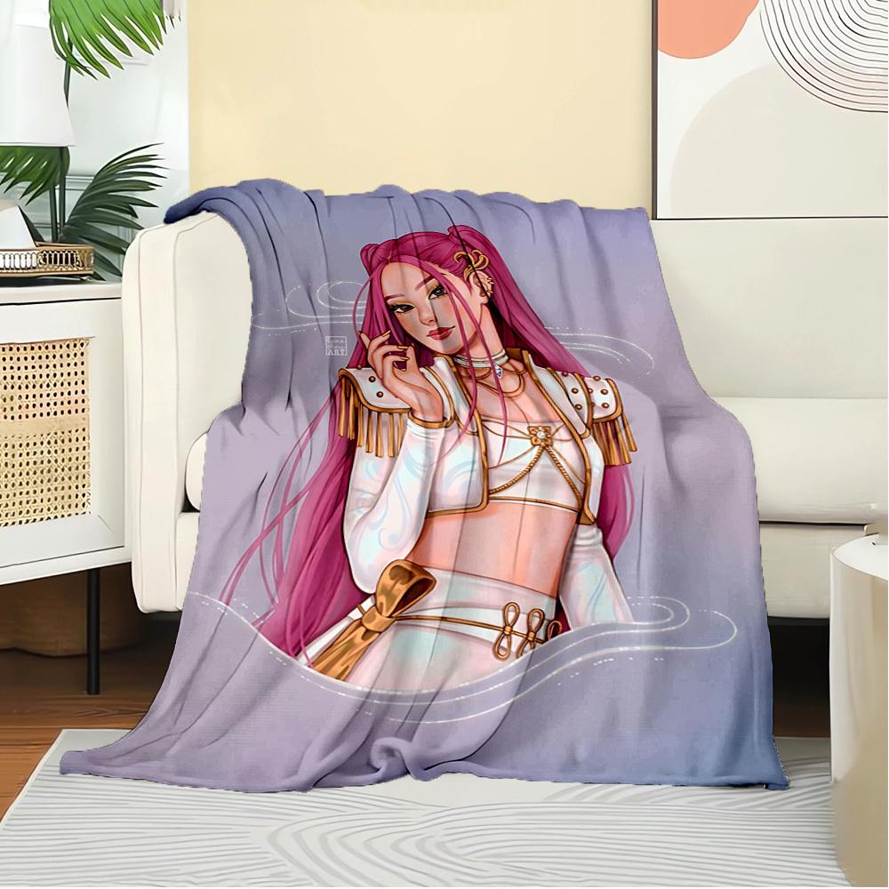 K-POP Anime Girls Group  Four Seasons Soft Warm Blanket  All-Season Thick Knit Polyester Bedspread for Bed, Camping, Travel  Perfect Gift