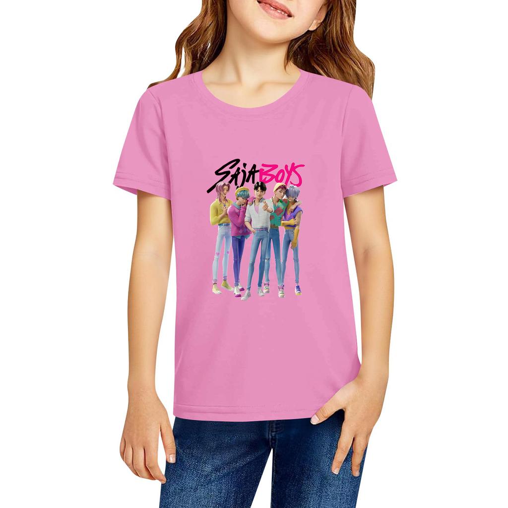 Fashionable Round Neck Short Sleeve Work Clothes Printed Tops For KID Summer Tops