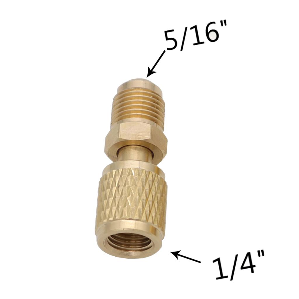 1pcs Brass Adapter 5/16 SAE F Quick Couplers To 1/4 SAE M Flare 5/16 M To 1/4 SAE For R410 R32 R22 Air Conditioning Adapter