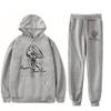 Women's Hooded Sports Tracksuit Unisex Two-Piece Running Outfits Long Sleeve Pullover Hoodies Sweatshirt+Sweatpants Set