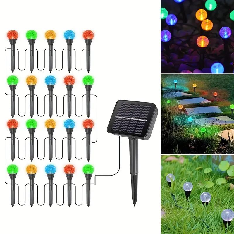 

20 в 1 солнечные кристаллические светильники, уличные разноцветные сказочные гирлянды, декоративный пластиковый колышек, заряжаемый от солнечной энергии, садовый светильник для дорожек