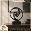 Modern Minimalist Resin Crystal Ball Decorative Ornament Black Matte Fortune Sphere Living Room Entryway Office Desk
