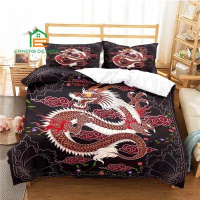 Housse de couette Dragon Chine 100% Polyester Impression Numérique 3D Linge de Lit King Size Impression Lit Chambre Set