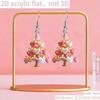 Pink Heart Christmas Tree Doll Earrings - Acrylic Holiday Decoration