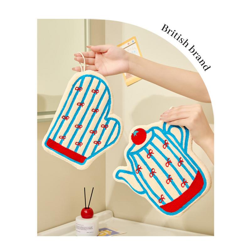 Coral Fleece Hand Towel Kitchen Bathroom Lantern Handkerchief Hangable